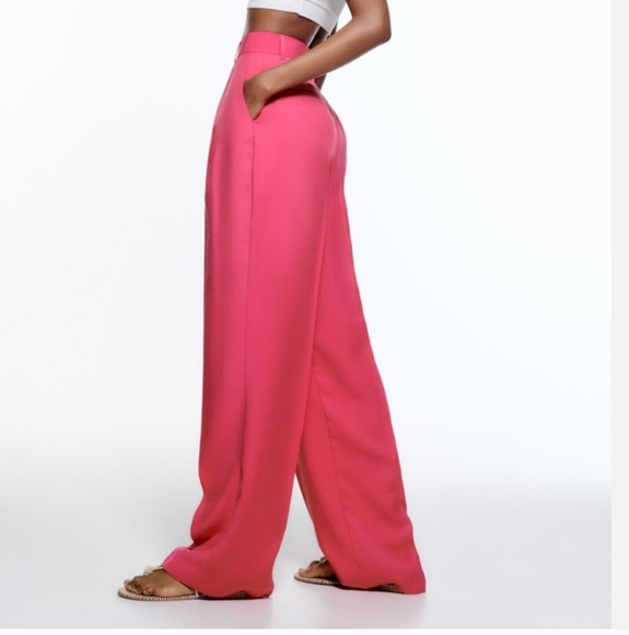 Zara Fuchsia Wide Leg Trousers - Picture 2 of 10